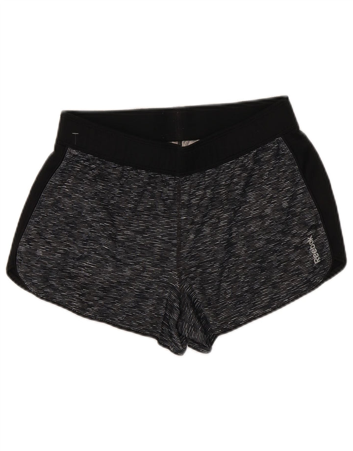 REEBOK Short de sport pour femme UK 10 Small Gris Moucheté Polyester