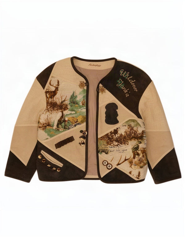 Lodenfrey Veste Blazer De Chasse Pour Femme EU 38 Lin Colorblock Beige Moyen
