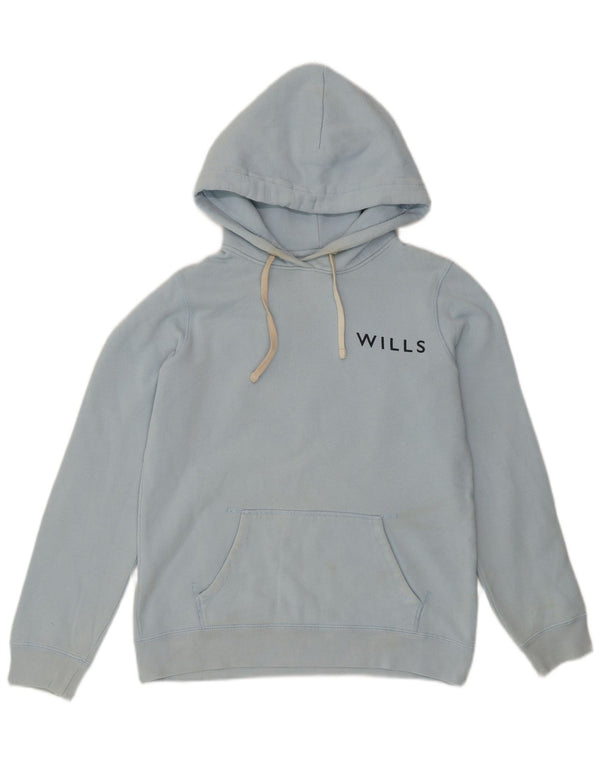 Jack Wills Pull à capuche graphique coupe ample pour femme UK 10 Petit coton bleu