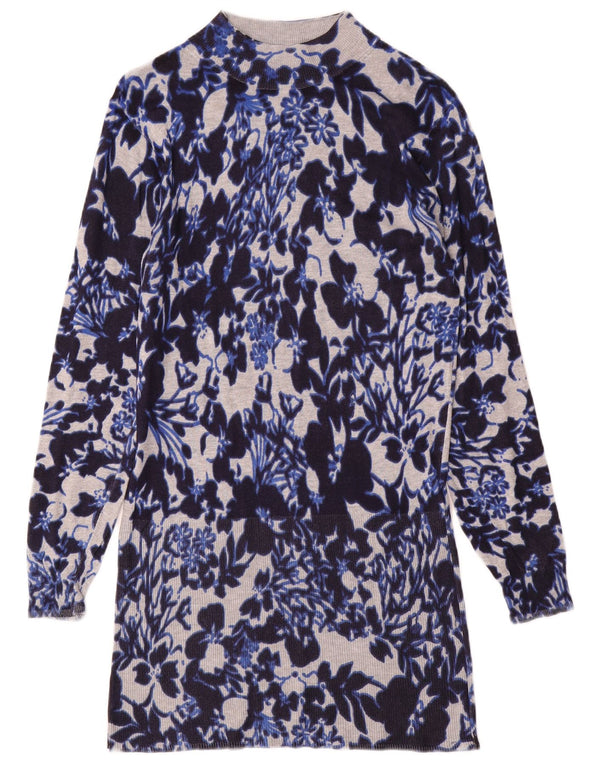 MARKS & SPENCER Robe pull pour femme UK 44 Grande viscose florale bleue