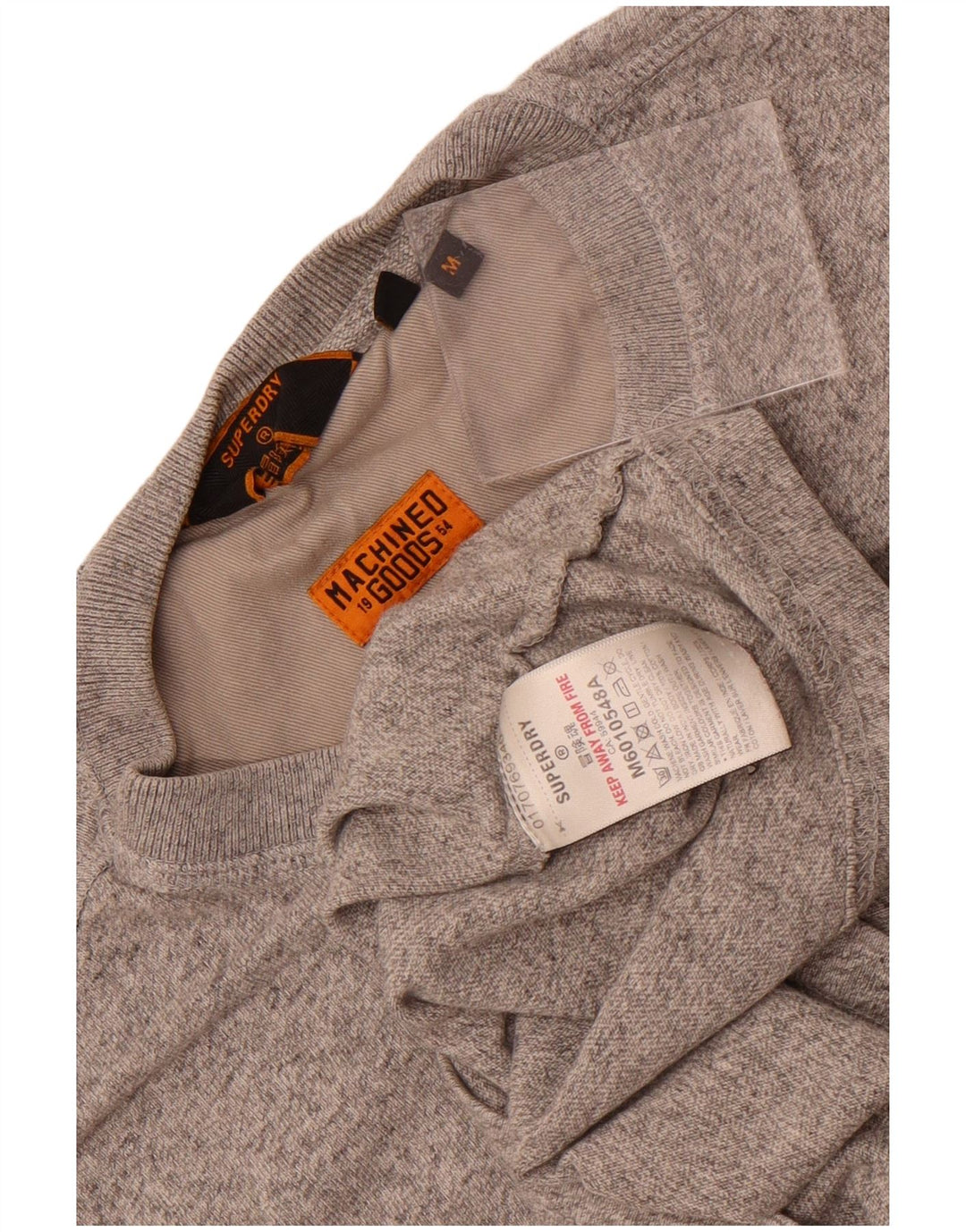 Superdry Haut à manches longues en coton moucheté gris moyen |