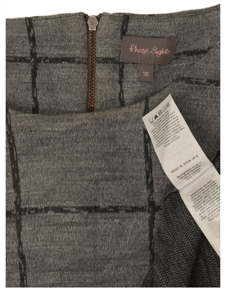 Phase Eight Robe droite à manches 3/4 pour femme UK 16 Grand gris à carreaux en acrylique