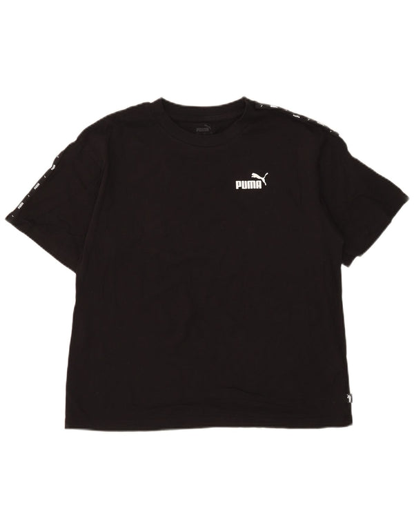 Puma T-shirt court graphique pour femme UK 14 Noir moyen Coton