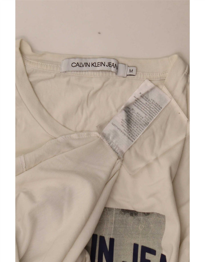 Calvin Klein Jeans T-Shirt Graphique Homme Blanc Moyen Coton