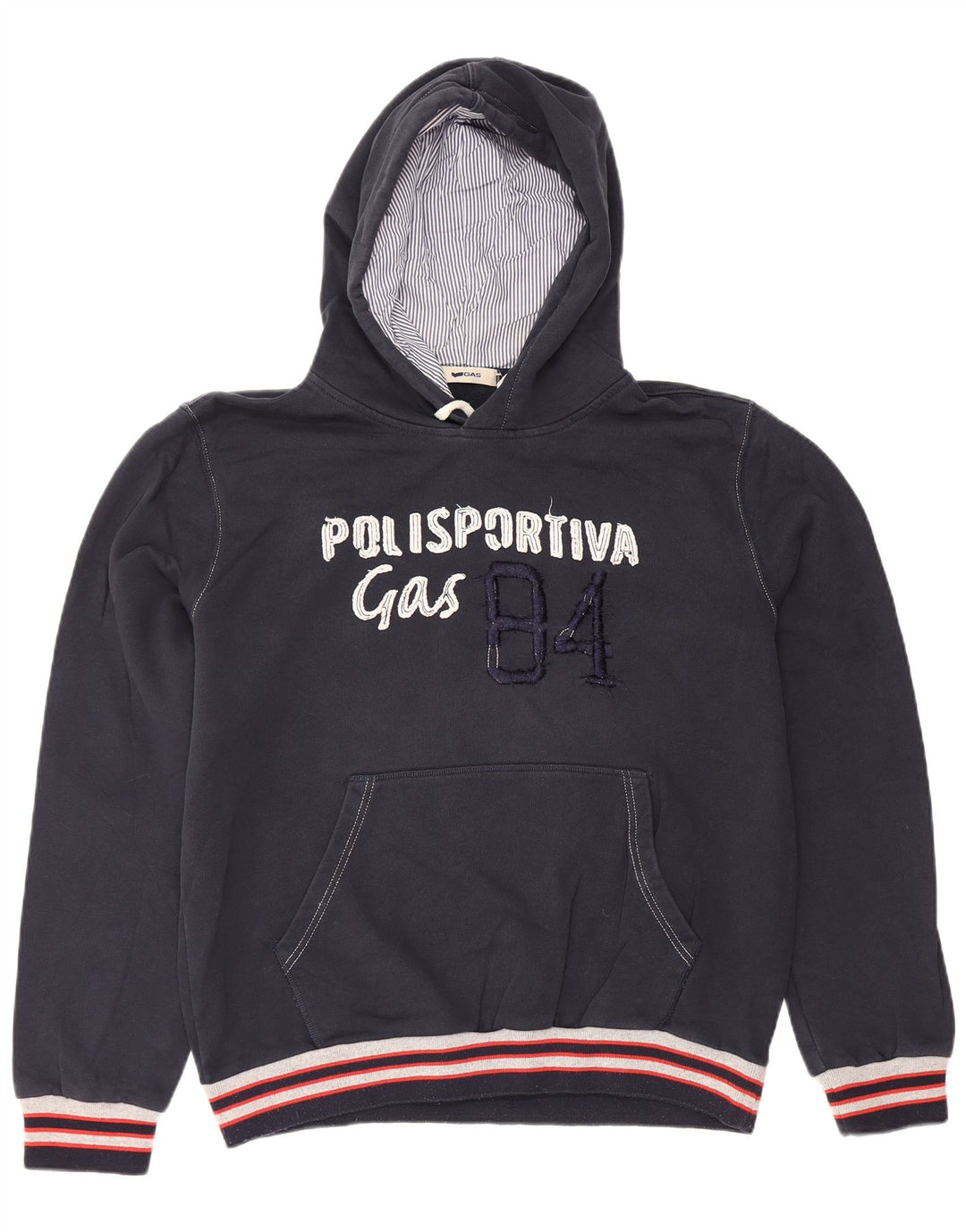 GAS Pull à capuche graphique pour homme en coton bleu marine Taille L