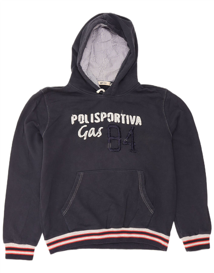 GAS Pull à capuche graphique pour homme en coton bleu marine Taille L