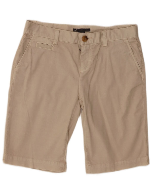 Armani Exchange Womens Low Waist Chino Shorts US 0 XS W30 Beige Cotton