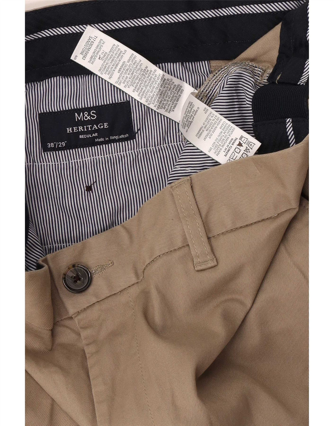 Marks & Spencer Pantalon Chino Heritage Regular Fit Homme W38 L29 Beige