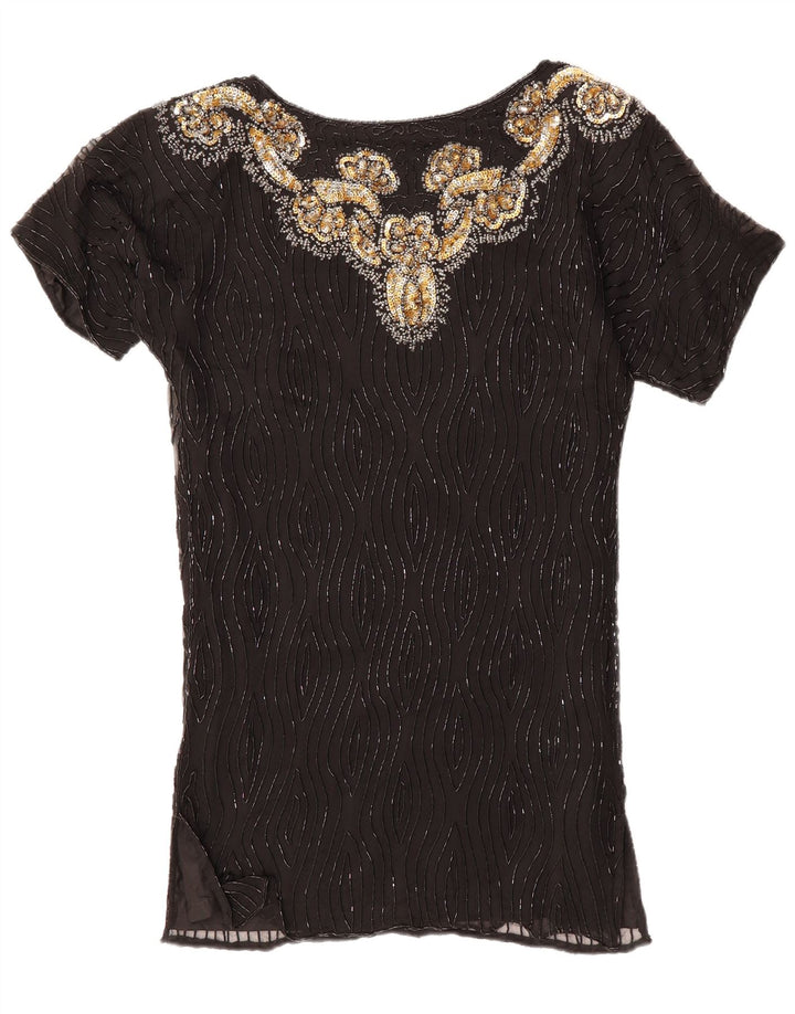VINTAGE Womens Shift Dress UK 14 Medium Black