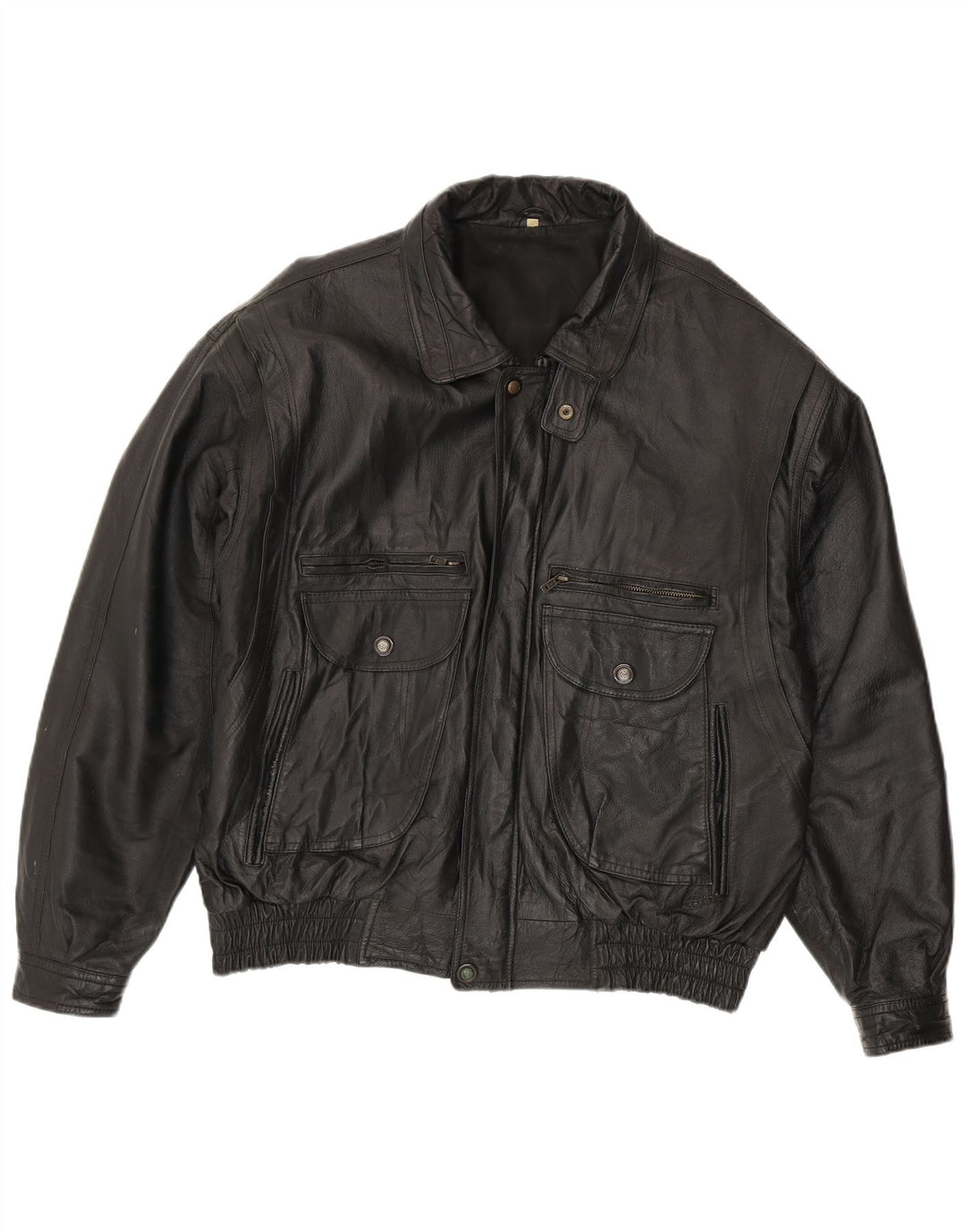 Veste en cuir homme vintage UK 44 2XL Cuir noir