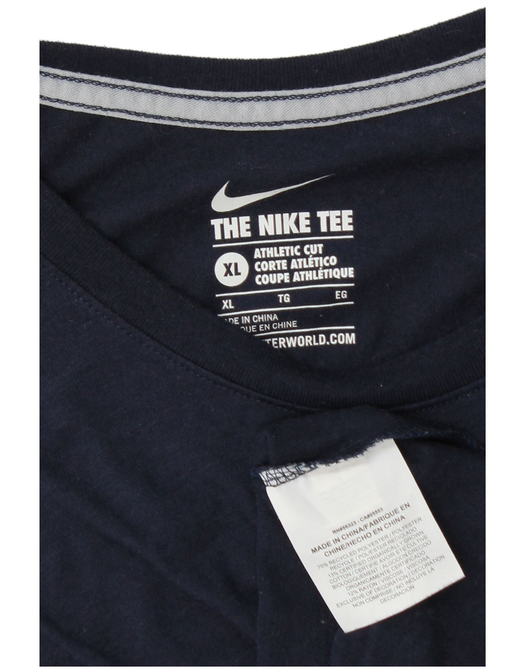 Nike Mens Athletic Cut T-Shirt Top XL Bleu Marine Colorblock Polyester