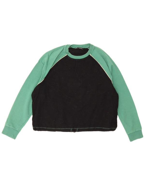 Zara Sweat-shirt surdimensionné pour femme UK 10 Petit color block noir