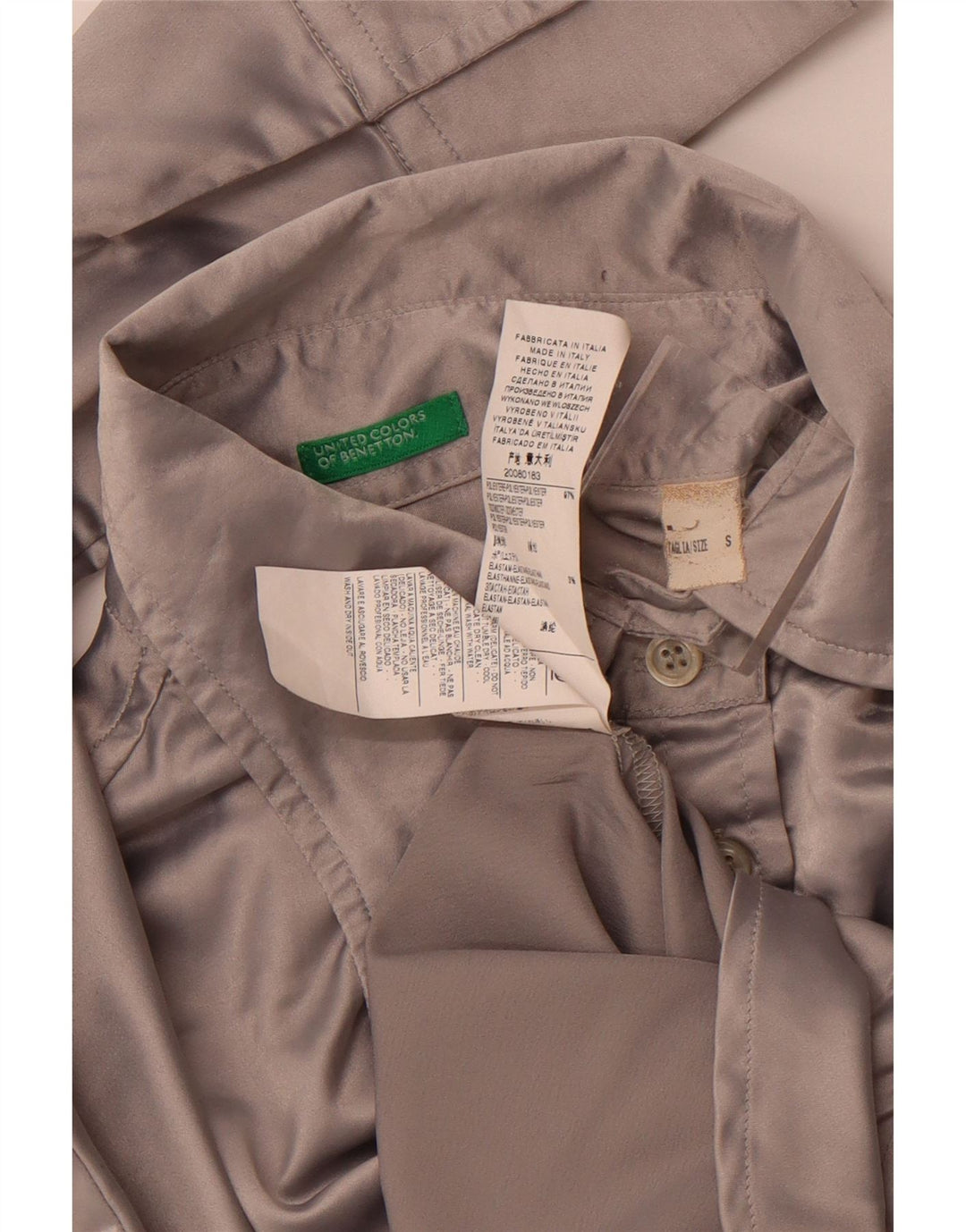 BENETTON Chemisier Femme UK 10 Petit Gris Polyester