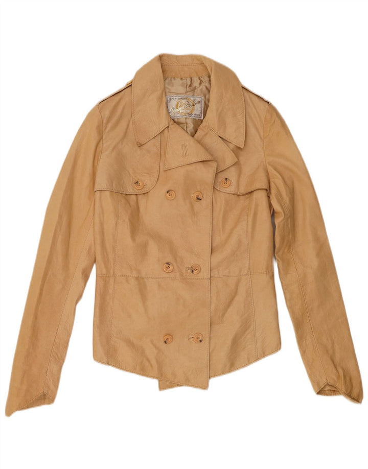 Veste en cuir femme vintage IT 42 Cuir Beige Moyen