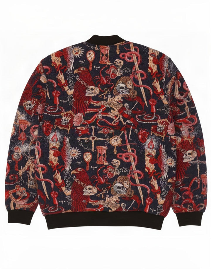 Zara Veste Bomber à Motif Abstrait pour Homme UK 42 XL Polyester Multicolore