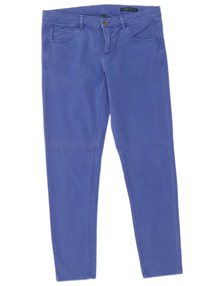 BENETTON Pantalon décontracté super skinny femme W30 L27 Bleu Coton