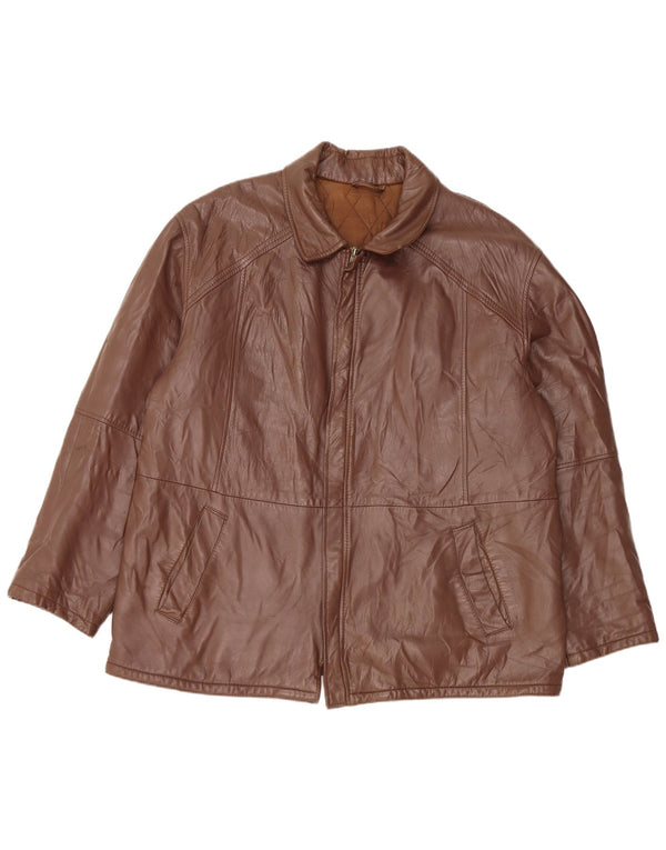 VINTAGE Veste en cuir homme IT 56 3XL Marron