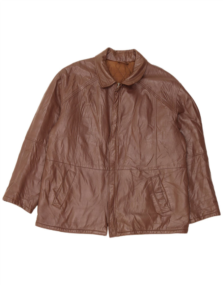 VINTAGE Veste en cuir homme IT 56 3XL Marron