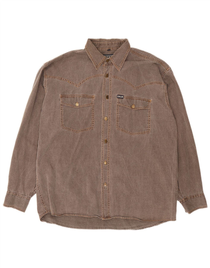 Chemise en jean vintage pour homme XL Marron