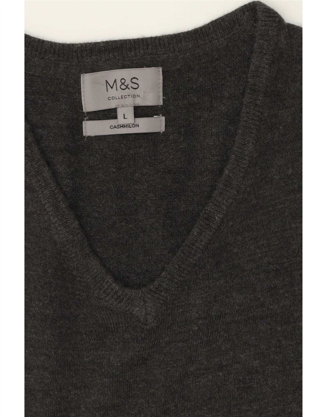 Marks & Spencer Pull col V pour homme en cachemire gris Taille L