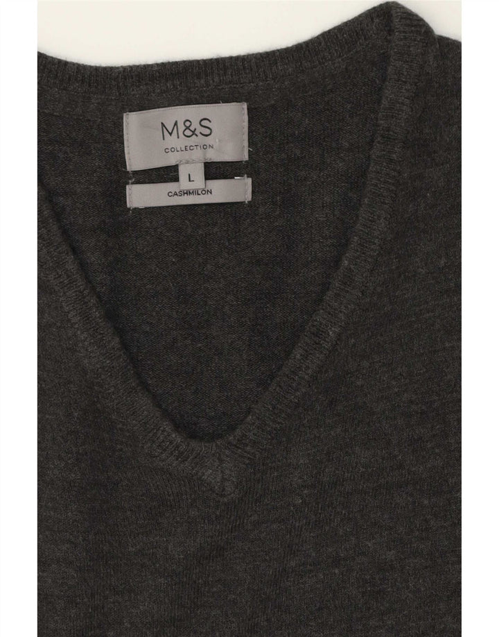 Marks & Spencer Pull col V pour homme en cachemire gris Taille L