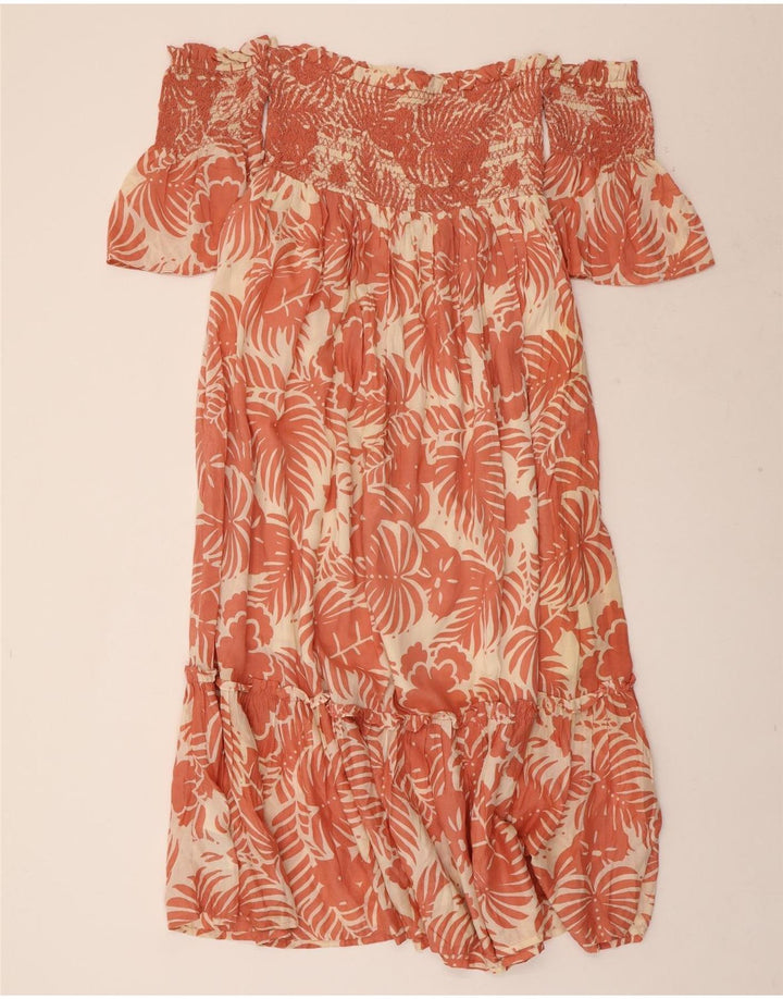 PEPE JEANS Robe à épaules dénudées pour femme UK 8 Petite viscose florale rose