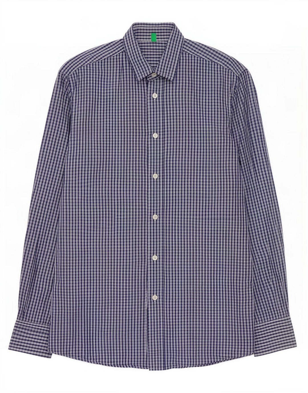 Benetton Chemise Bleu Moyen Carreaux Coton Homme