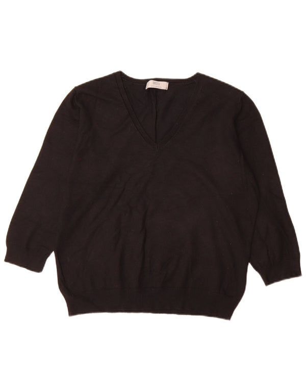 Marks & Spencer Pull à manches 3/4 et col en V pour femme UK 18 XL Noir