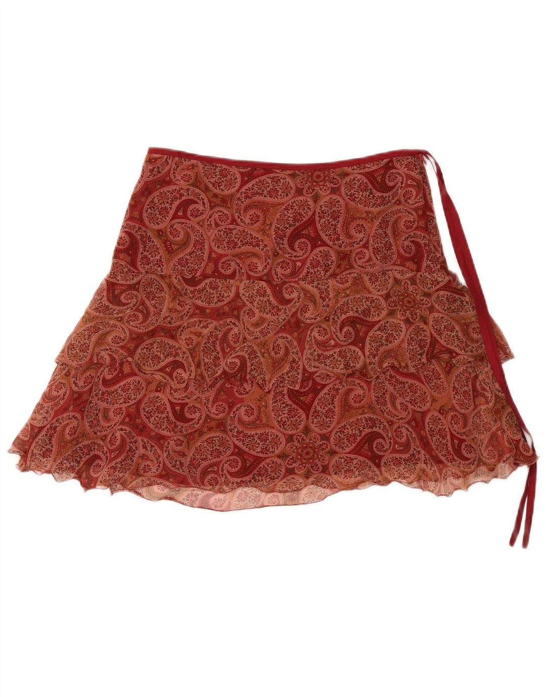 Blunauta Mini-jupe femme IT 42 Medium W30 Bourgogne Paisley Soie