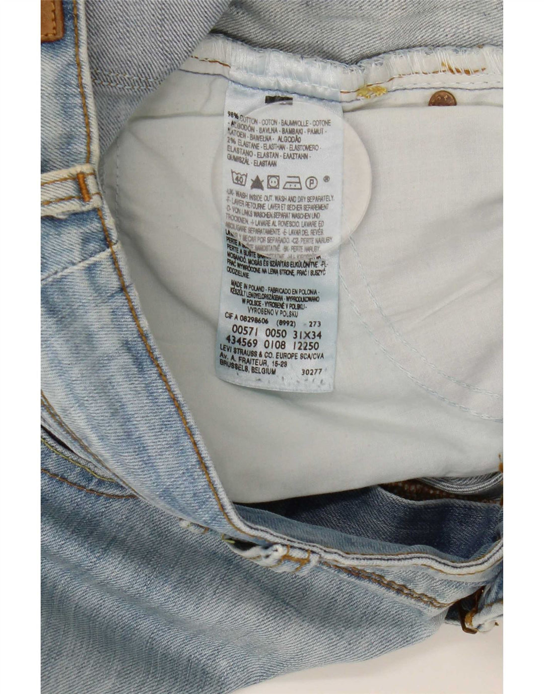 Levi's Jean Slim 571 Femme W31 L34 Bleu Coton