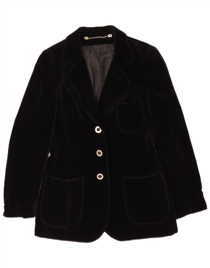 Your Sixth Sense Veste blazer en velours à 3 boutons pour femme EU 36 Petit Noir