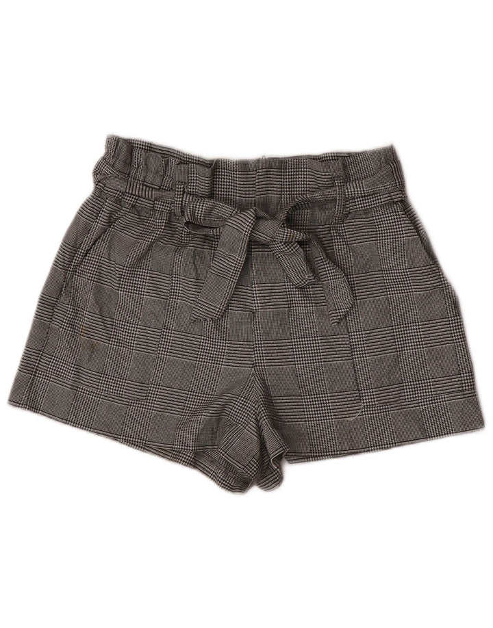Zara Short Chino Taille Haute Femme Large W30 Gris Pied-de-Poule Polyester