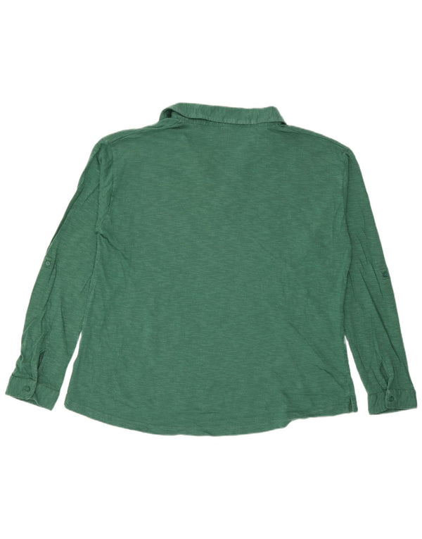 Fat Face Polo à manches longues pour femme UK 14 Grand coton moucheté vert