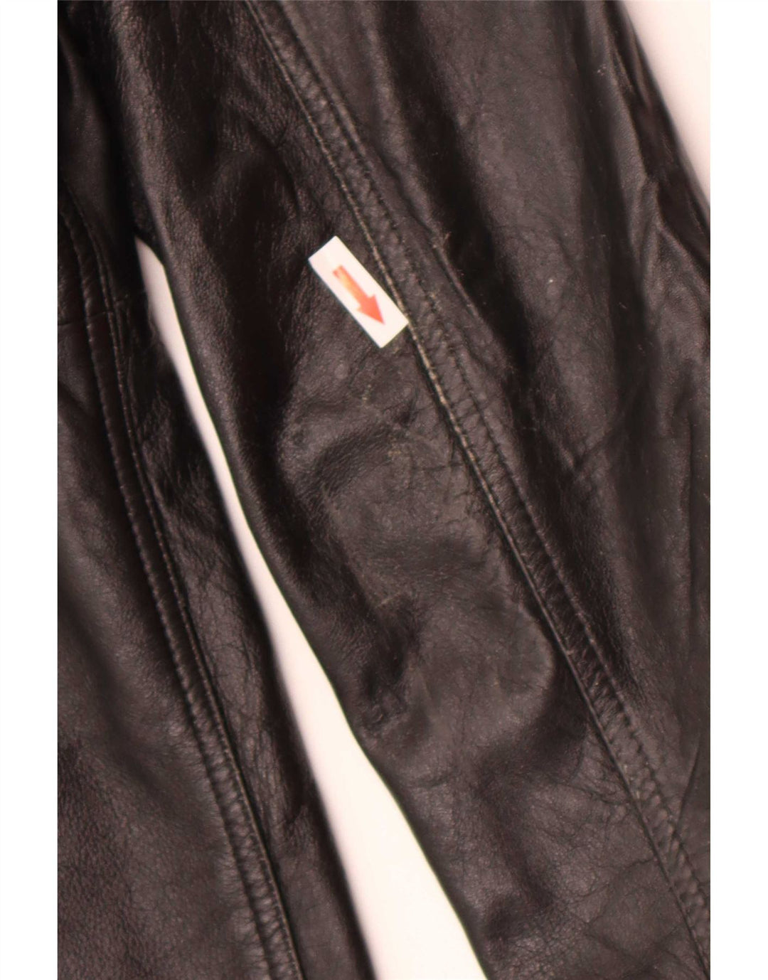 vintage Femme 3 Boutons Veste Blazer En Cuir UK 12 Moyen Noir