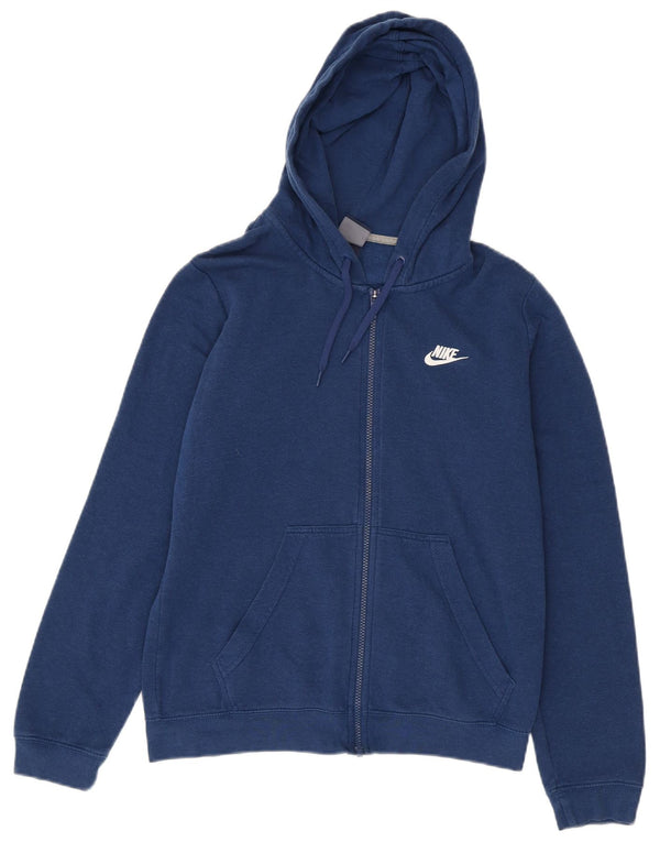 Nike Pull à capuche zippé pour femme UK 14 Bleu moyen Coton