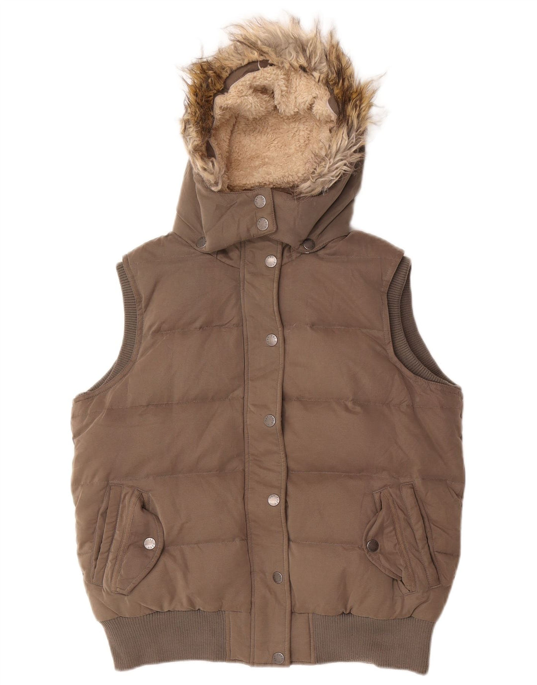 Fat Face Gilet rembourré à capuche pour femme UK 44 Large Gris Polyester