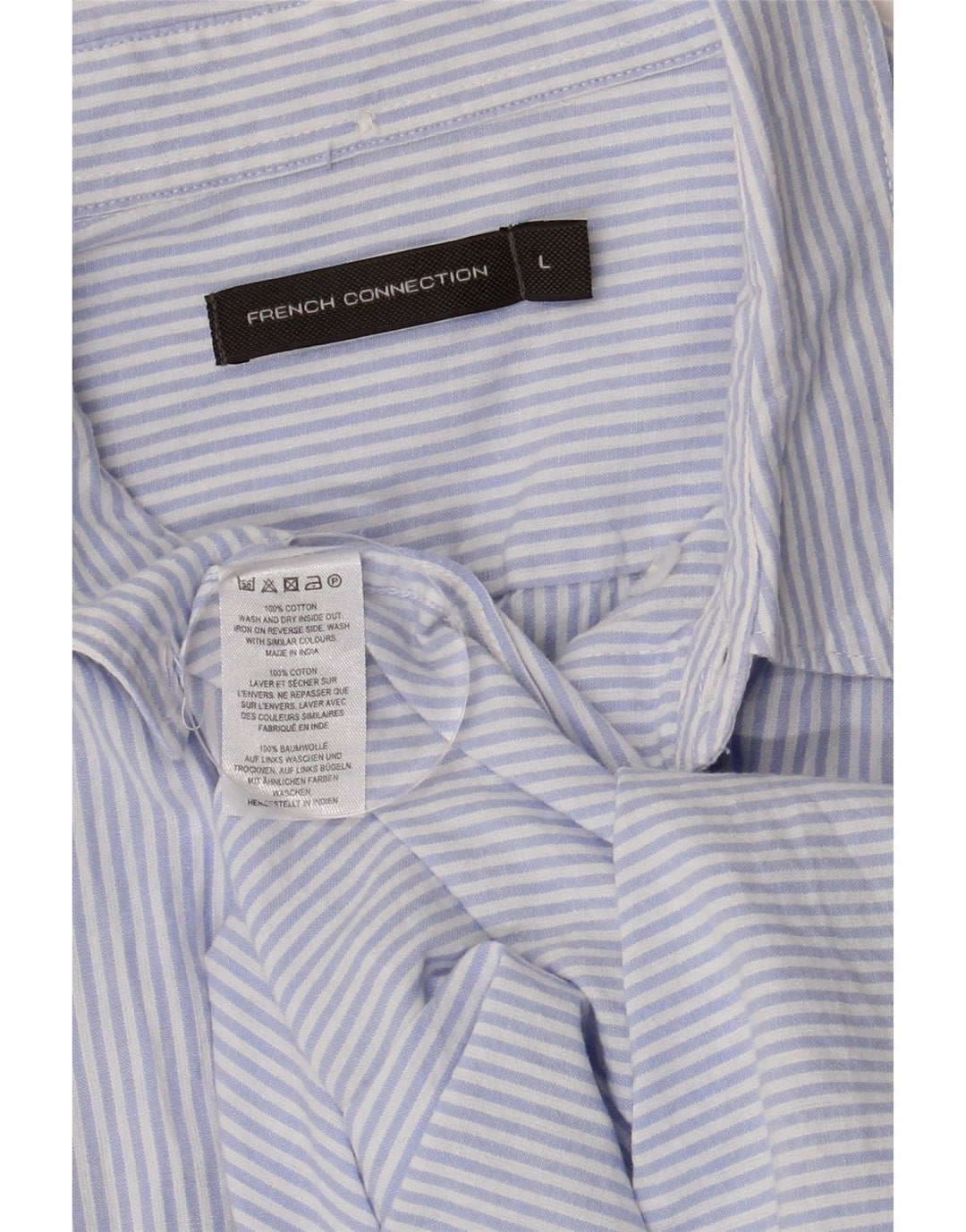 French Connection Chemise Homme Large Bleu Rayure Coton