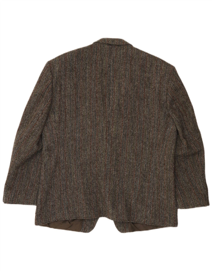 Harris Tweed Veste blazer à 2 boutons pour homme UK 40 Grand chevrons marron