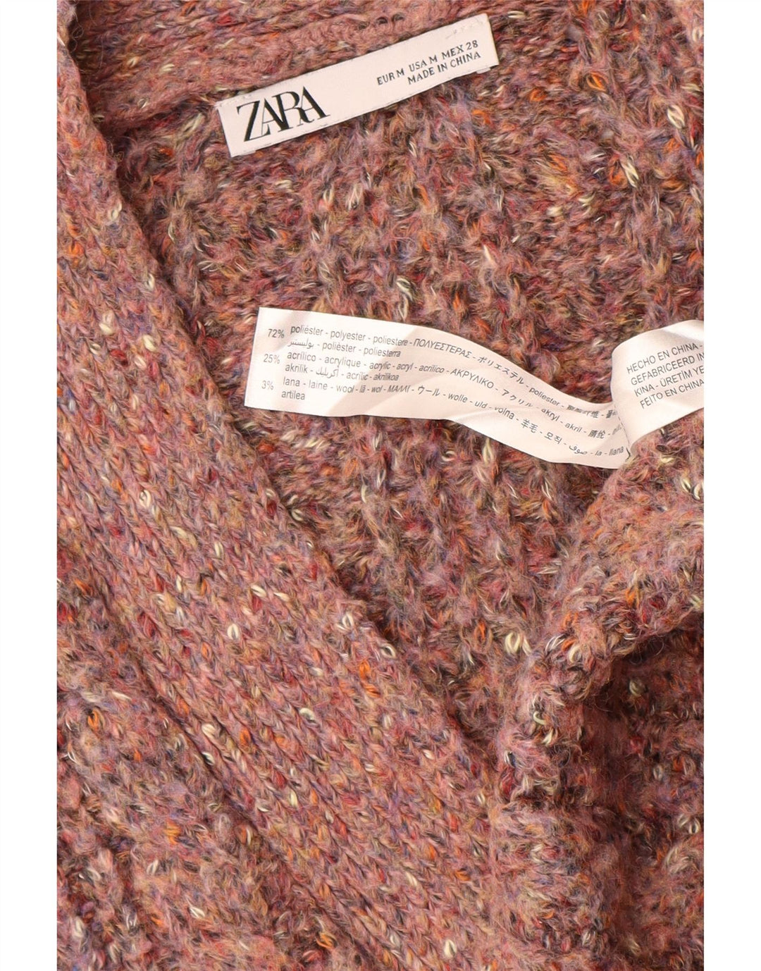 Zara Cardigan surdimensionné pour femme UK 14 Polyester moucheté rose moyen