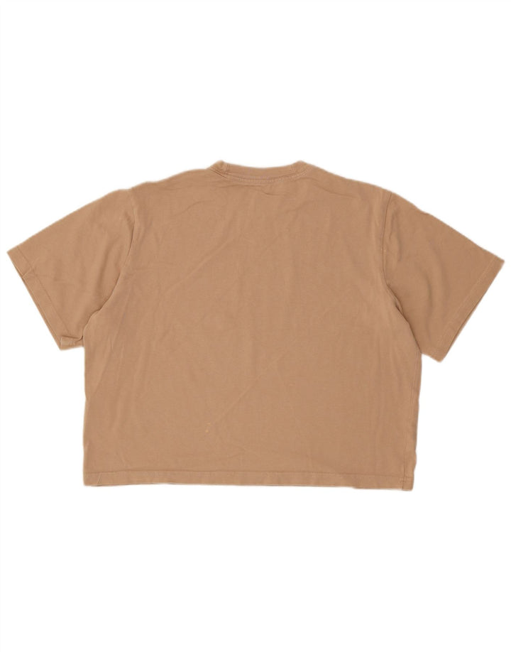 Nike Womens Crop T-Shirt Top UK 14 Coton Beige Moyen