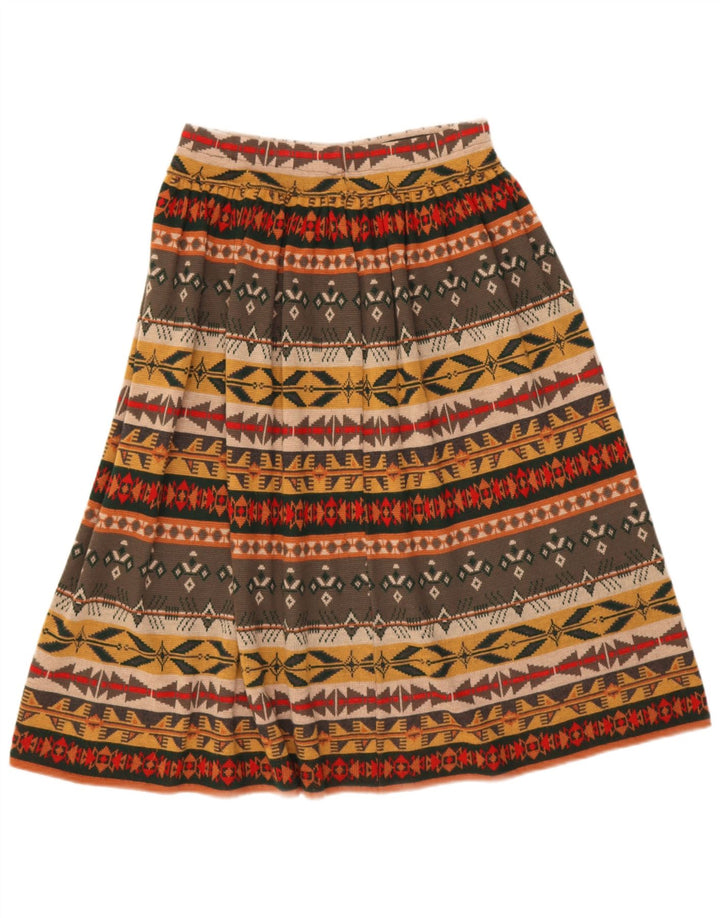 Vintage femme taille haute jupe trapèze W30 moyen multicolore géométrique