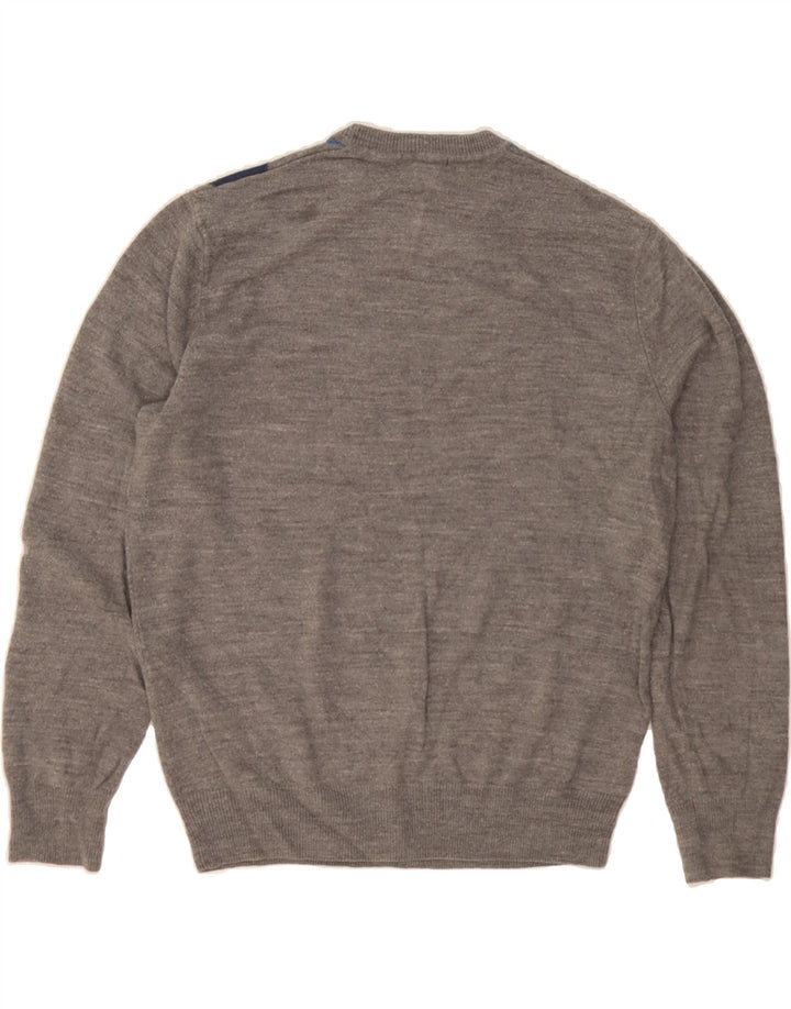 DOCKERS Mens Crew Neck Jumper Sweater Large Grey Argyle/Diamond Acrylic Vintage Dockers and Second-Hand Dockers from Messina Hembry 