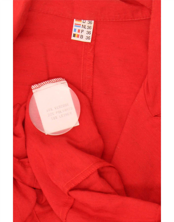 vintage Femmes Manches Courtes Double Breasted Blazer Veste EU 36 Petit Rouge