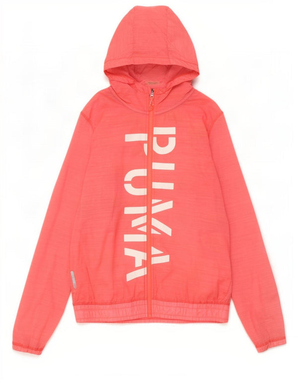 Puma Veste de survêtement à capuche graphique pour femme UK 16 Large Rose Nylon