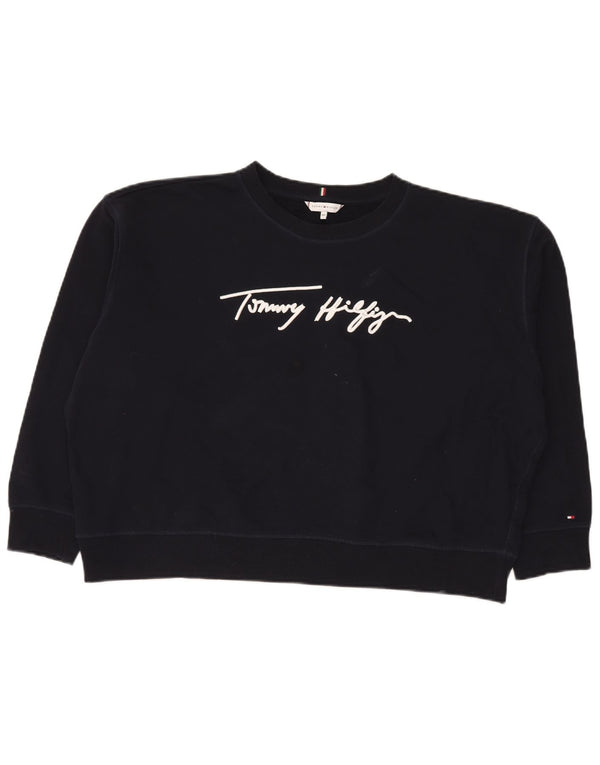 Tommy Hilfiger Sweat-shirt court surdimensionné pour femme UK 20 2XL Bleu marine
