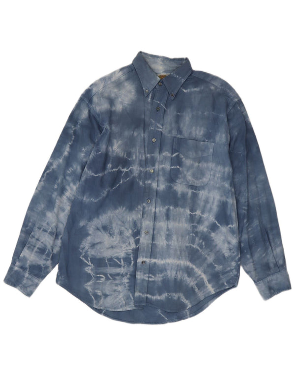 vintage Chemise Homme Petit Bleu Tie Dye Coton
