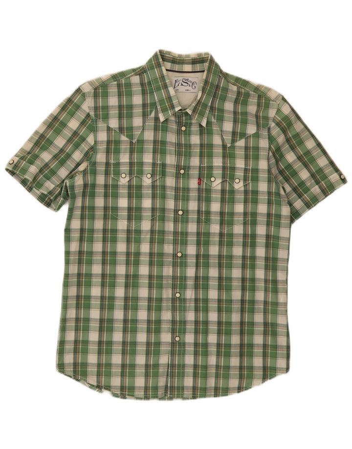 Levi's Chemise Graphique à Manches Courtes Homme Vert Carreaux Coton