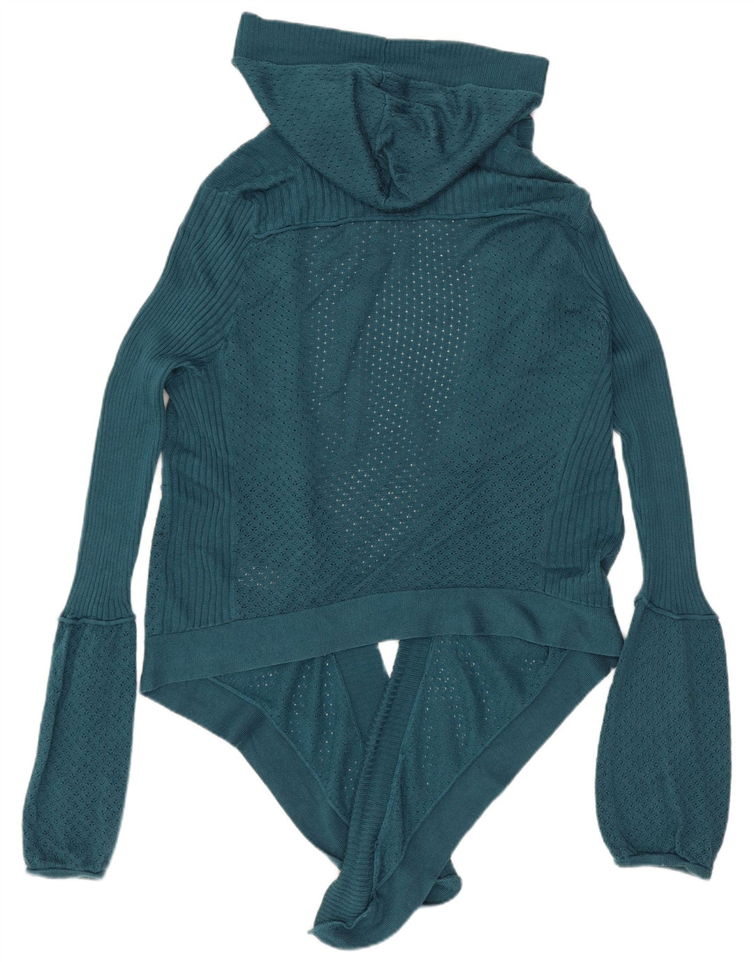 Dkny Cardigan ouvert à capuche court pour femme UK 14 en coton bleu moyen