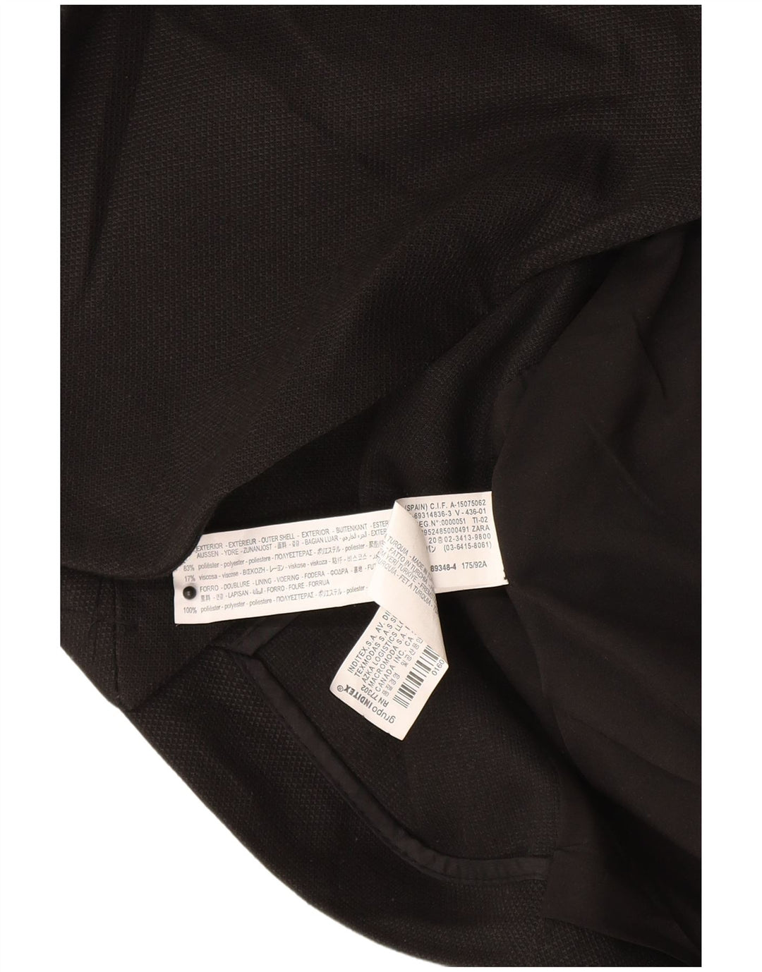 Zara Veste Blazer 2 Boutons Femme UK 36 Petit Noir Polyester
