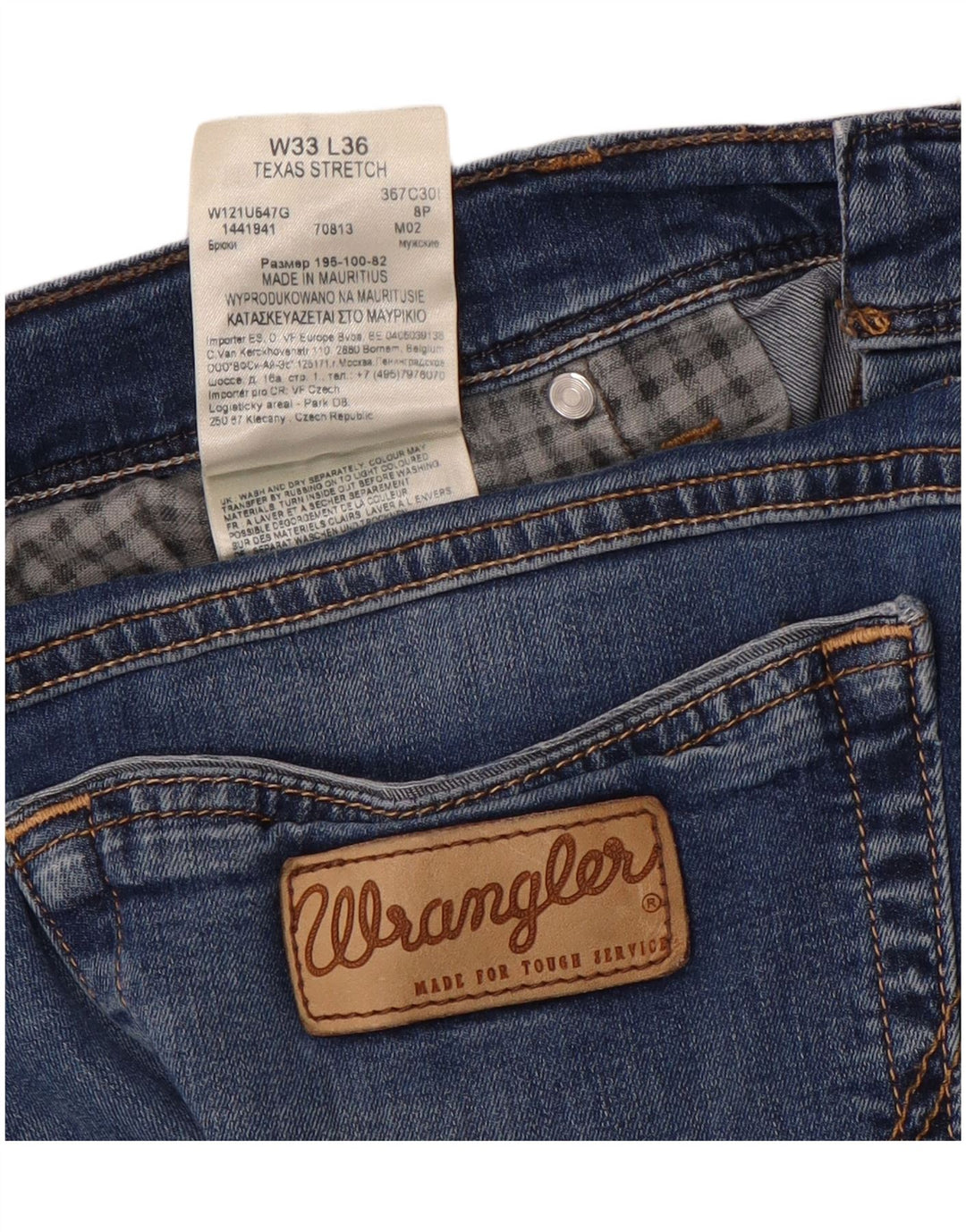 WRANGLER Jean droit femme Texas Stretch W33 L31 bleu coton